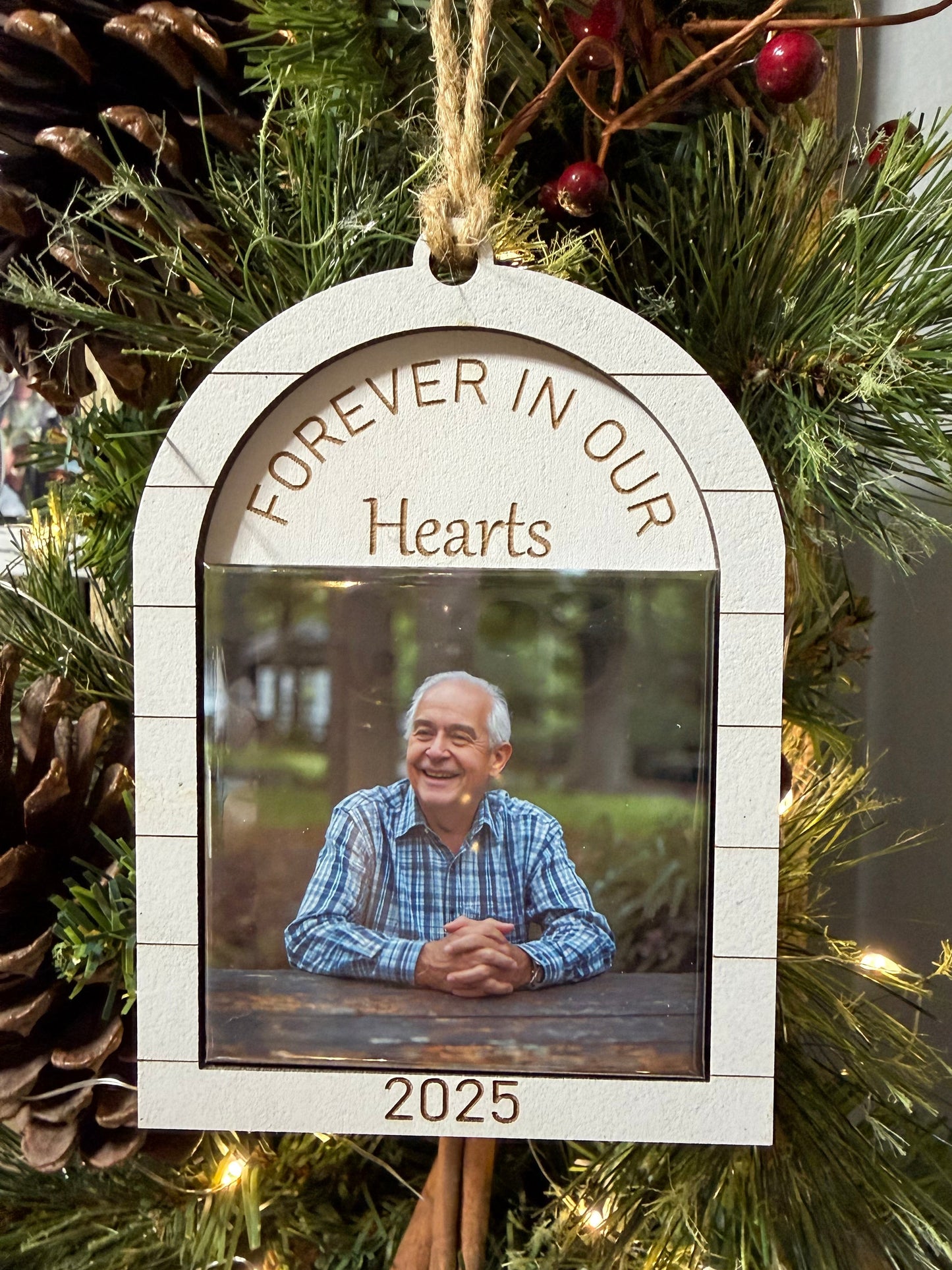 "Forever in our hearts" OR "First Christmas as Mr. & Mrs." Ornament 2.5"x2.5"