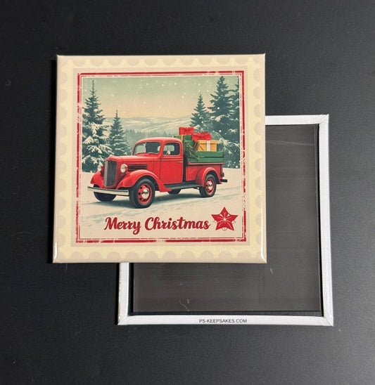 Christmas Red Truck - 2.5" Novelty Magnet
