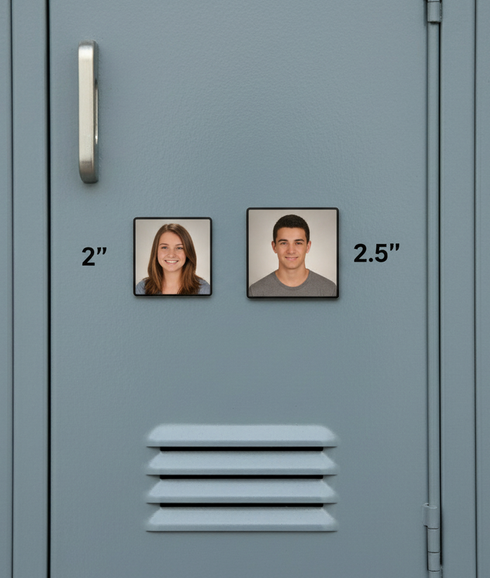 change the images on the magnets to teenagers and write 2" by one and 2.5" by the other